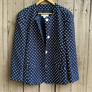 Vintage Liz Claiborne navy polka dot blazer jacket